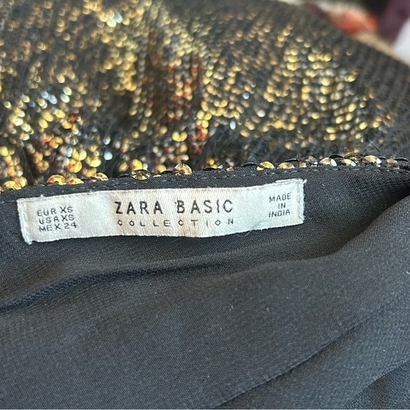 ZARA evening collection gold black metallic sequin long sleeve romper Sz XS - Picture 8 of 15